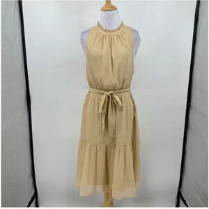 NWT Ann Taylor Elegant Beige Sleeveless Dress
